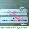 Printed black ultra destructible vinyl labels