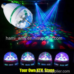 E27 220V 110V LED Light Bulb Colorful Auto Rotate RGB Party Stage Lamp 3W Disco