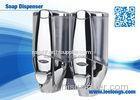 Double Soap Dispenser Chrome Plated 2 * 300ml , Hotel Shampoo Dispenser