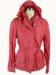 Red Long Cotton Ladies Blouson , Windbreaker Hooded Padded Jacket