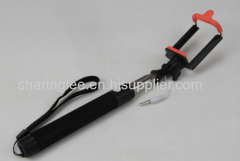 Smartphone selfie monopod with cable