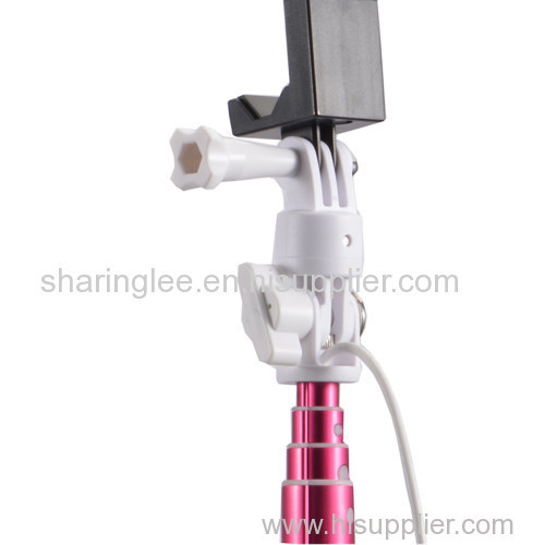 Smartphone selfie monopod with cable