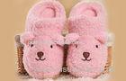 Cute pink Custom Women's Indoor Slippers in Knit Cloth , fuzzy slippers