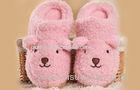 Cute pink Custom Women's Indoor Slippers in Knit Cloth , fuzzy slippers
