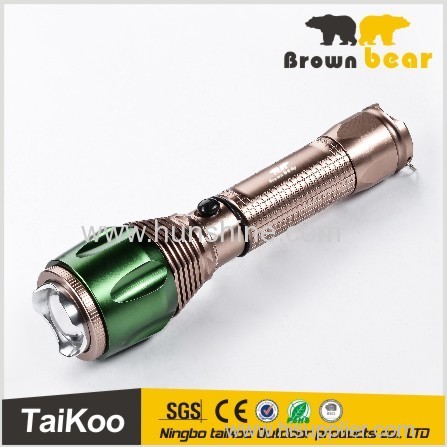 5w green&copper-colored rechargeable led flashlight