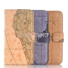 G9200 PU Leather Case For Samsung Galaxy S6 With Map Design Cover For S6