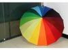 Rainbow Custom Golf Umbrellas With Metal Straight Frame / Folding Sun Protection Umbrella