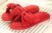 Red / white L Bowknot Beautiful Soft Unique Indoor plush slippers for lady