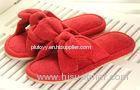 Red / white L Bowknot Beautiful Soft Unique Indoor plush slippers for lady