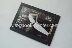 FSC uncoated paper photo frame book placed on table or desk with die-cut ivory board support