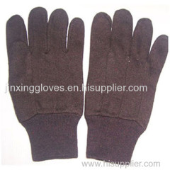 Brown jersey knit gloves