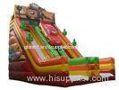 Funny Inflatable Dry Slides , Car Cartoon Double Inflatable Water Slide