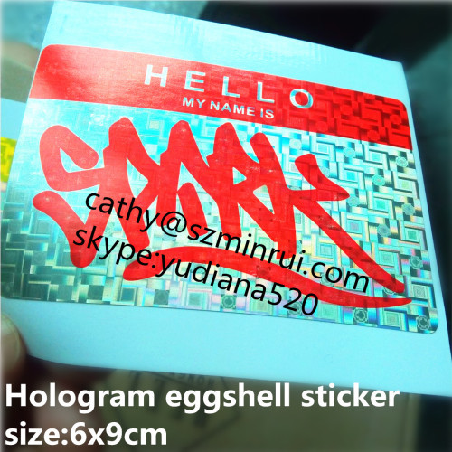 Hot sale custom hologram destructible eggshell stickers for graffiti