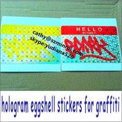 Hot sale custom hologram destructible eggshell stickers for graffiti