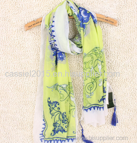 fashion print bright color 100% polyester scarf