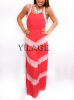 2015 new design hot in summer coral lace Maxi Chiffon Dress