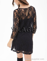 2015 new design hot in summander floral lace pattern Chiffon Dress