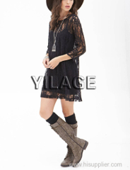 2015 new design hot in summander floral lace pattern Chiffon Dress