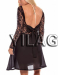2015 new design hot in summer Low-V Backline open Back Lace Chiffon Dress