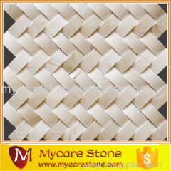 Crema Marfil Marble Polished 3D Herringbone Mosaic Tile