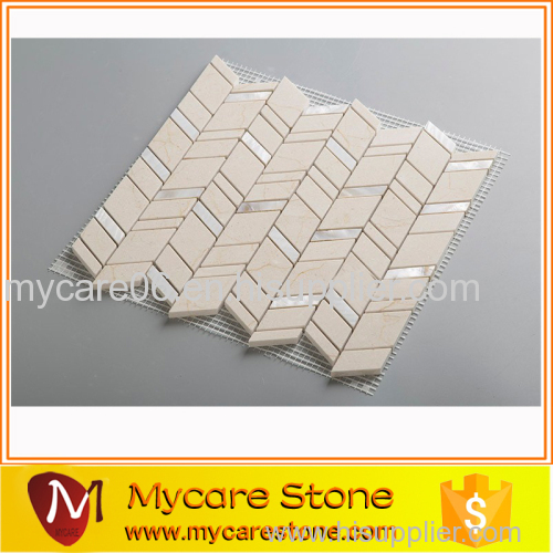 Crema marfil white Thossos polished marble mosaics