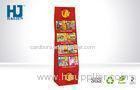 Promotional Red Ladder Shape Cardboard Magazine Display With 4 Tiers For Child Book