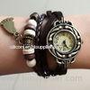 Genuine Cow Leather Ladies Bracelet Wrist Watches For Girl With Lovely Foot Charm