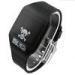 Black Rubber Men LED Digital Sports Watch With Skull Logo Print For Halloween Gift
