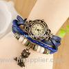 Elegance Weave Wrap Synthetic Leather Bracelet Watches Womens With Owl Pendant