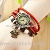 Long String Strap Ladies Quartz Watches / Leather Bracelet Watch With Crown Charm