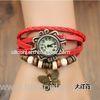 Butterfly Style Ladies Leather Bracelet Watches With Red Strap , Women Quartz Watches