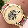 PU Leather + Glass Women / Lady Geneva Flower Watch with Logo Printing Hand Made