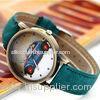 Cowboy Men Leather Strap Watches Retro Style , Printed Leather Banded Watches