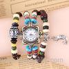 Handmade Bracelet Watches For Women With Moon Pendant , Party Beaded Jewelry Bracelets