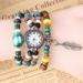 Analog Womens Leather Bracelet Watch / Wood Buddha Bead BraceletWatch