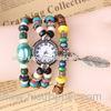 Analog Womens Leather Bracelet Watch / Wood Buddha Bead BraceletWatch