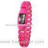 Novelty Twist Silicone Wristband Watch / Ion Sport Pink Silicone Watch For Girls Ladies