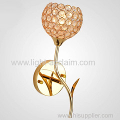 Imitation gold rose crystal lamp lighting bedroom aisle lights crystal gold wall lamp