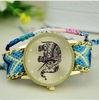 Cartoon Elephant Geneva Flower Watch For Ladies With Weave Strap 23CM Mixed Color