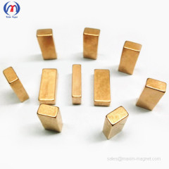 Neodymium block magnets of brass color