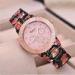 Gold Geneva Rose Flower Watch Japan Movement / Geneva Platinum Ladies Watch