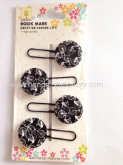 creative button shape wooden bookmark paper clips push pins