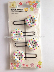 creative button shape wooden bookmark paper clips push pins