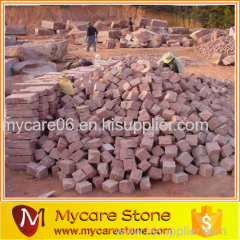 China natural red granite paving stone pattern cube stone