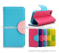 Mobile phone leather case with stand design and card bag for iphone 5s case