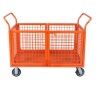 Metal grid platform hand trolley with double door