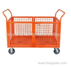 Grid platform hand trolley with double door