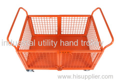 Metal grid platform hand trolley with double door