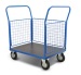 Three surface steel grid-baffle platform cart on wheels