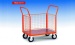 Three surface steel grid-baffle platform cart on wheels